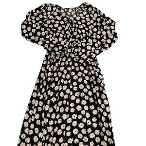 Cottagecore black and white floral maxi dress from Japan